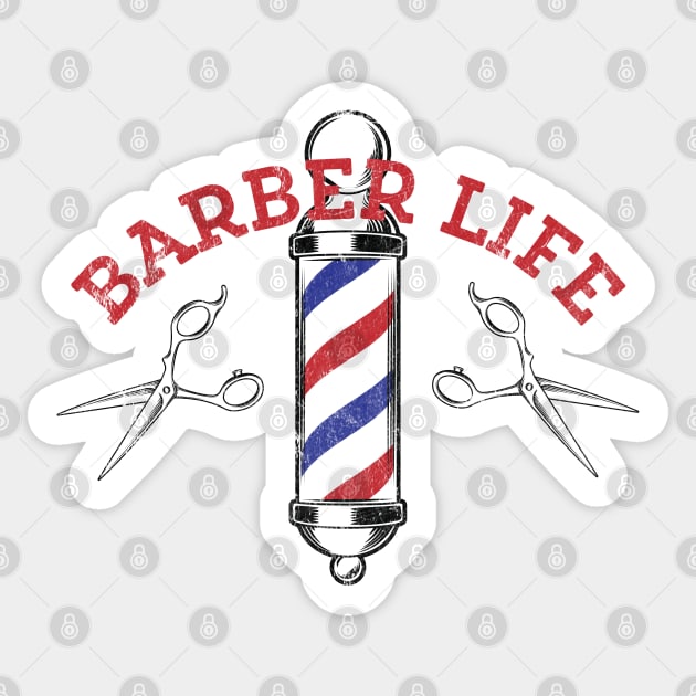 Barber Life Salon Hair Dresser Distressed Scissors Vintage Sticker by markz66